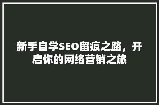 新手自学SEO留痕之路，开启你的网络营销之旅