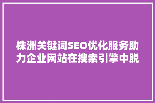 株洲关键词SEO优化服务助力企业网站在搜索引擎中脱颖而出