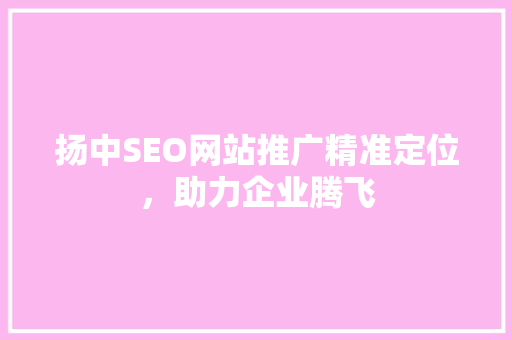 扬中SEO网站推广精准定位，助力企业腾飞