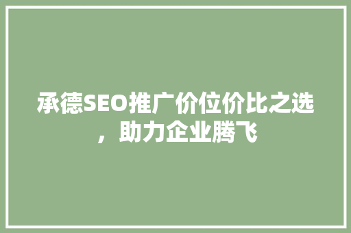 承德SEO推广价位价比之选，助力企业腾飞