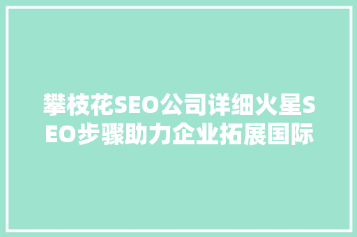 攀枝花SEO公司详细火星SEO步骤助力企业拓展国际市场