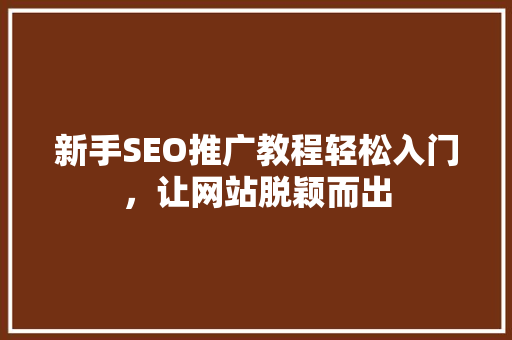 新手SEO推广教程轻松入门，让网站脱颖而出