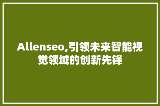 Allenseo,引领未来智能视觉领域的创新先锋  第1张