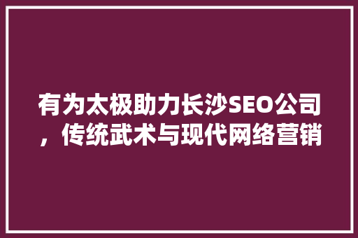 有为太极助力长沙SEO公司，传统武术与现代网络营销的完美融合