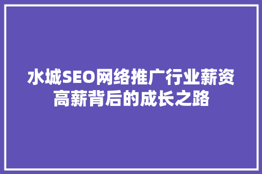 水城SEO网络推广行业薪资高薪背后的成长之路