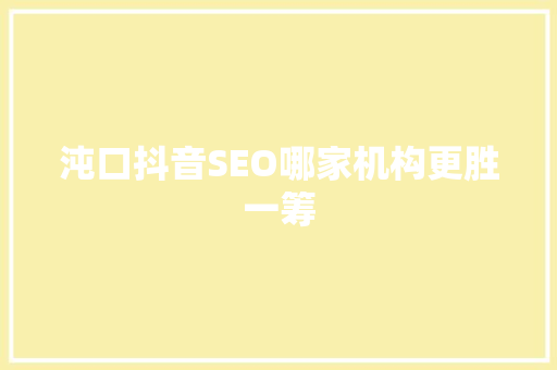 沌口抖音SEO哪家机构更胜一筹