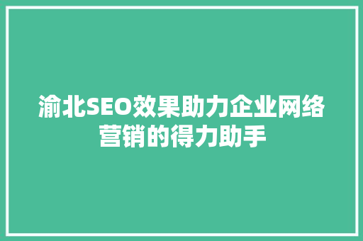 渝北SEO效果助力企业网络营销的得力助手