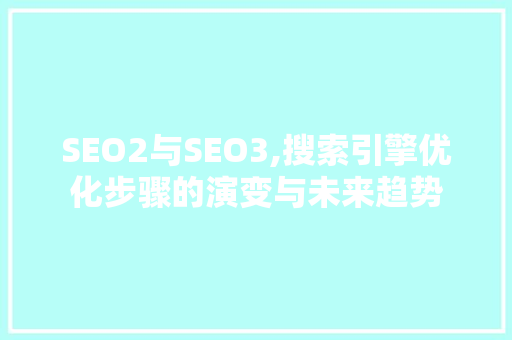 SEO2与SEO3,搜索引擎优化步骤的演变与未来趋势