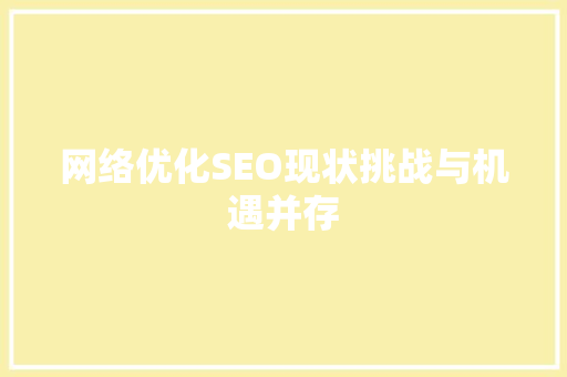 网络优化SEO现状挑战与机遇并存