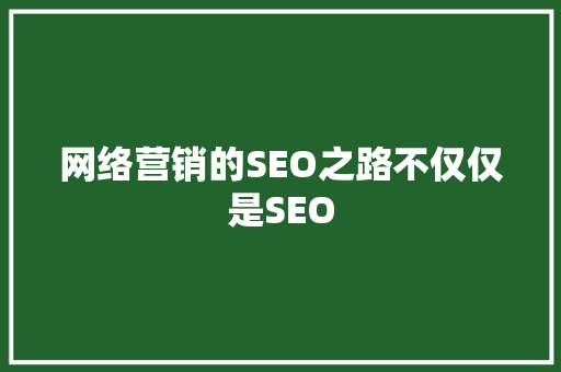网络营销的SEO之路不仅仅是SEO