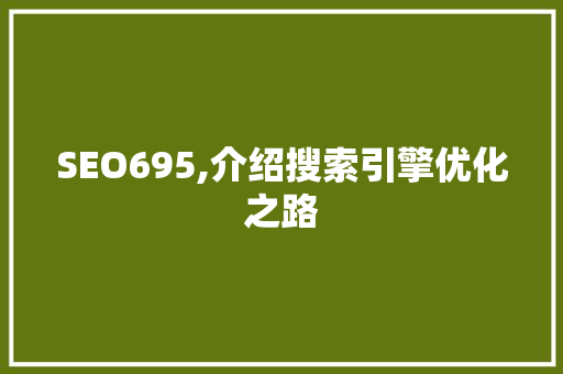SEO695,介绍搜索引擎优化之路