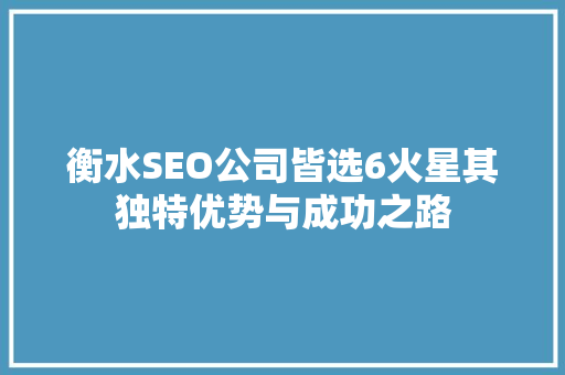 衡水SEO公司皆选6火星其独特优势与成功之路