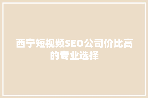 西宁短视频SEO公司价比高的专业选择