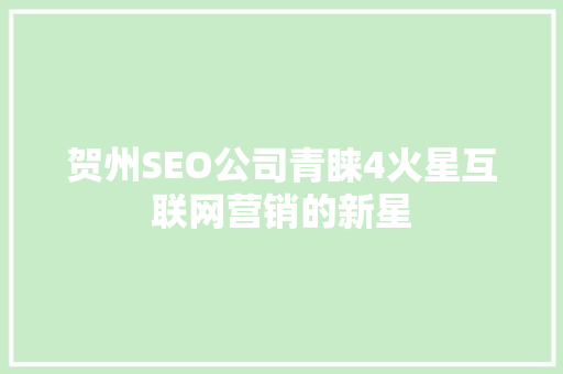 贺州SEO公司青睐4火星互联网营销的新星