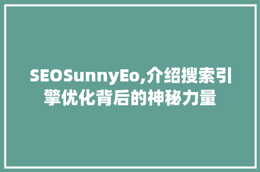SEOSunnyEo,介绍搜索引擎优化背后的神秘力量  第1张
