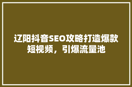 辽阳抖音SEO攻略打造爆款短视频，引爆流量池
