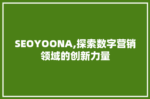 SEOYOONA,探索数字营销领域的创新力量