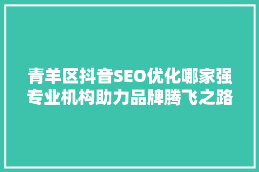 青羊区抖音SEO优化哪家强专业机构助力品牌腾飞之路