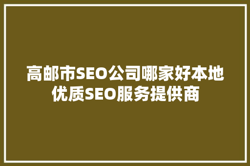 高邮市SEO公司哪家好本地优质SEO服务提供商