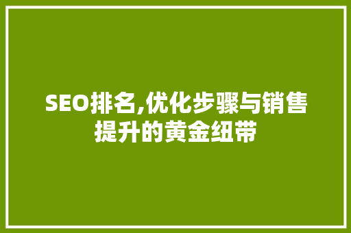 SEO排名,优化步骤与销售提升的黄金纽带