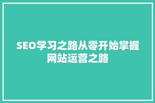 SEO学习之路从零开始掌握网站运营之路