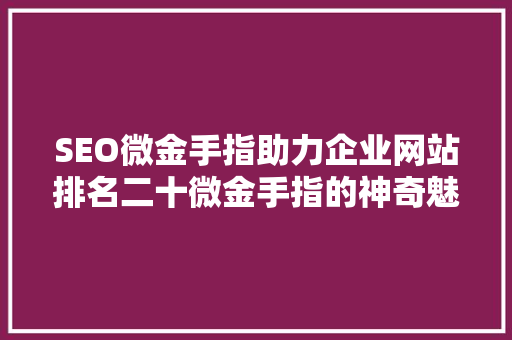 SEO微金手指助力企业网站排名二十微金手指的神奇魅力