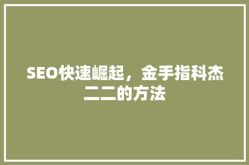 SEO快速崛起，金手指科杰二二的方法