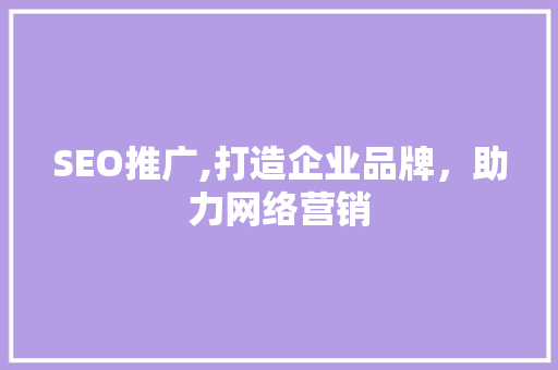SEO推广,打造企业品牌，助力网络营销  第1张