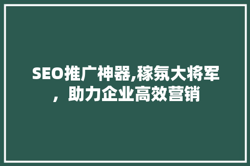 SEO推广神器,稼氛大将军，助力企业高效营销