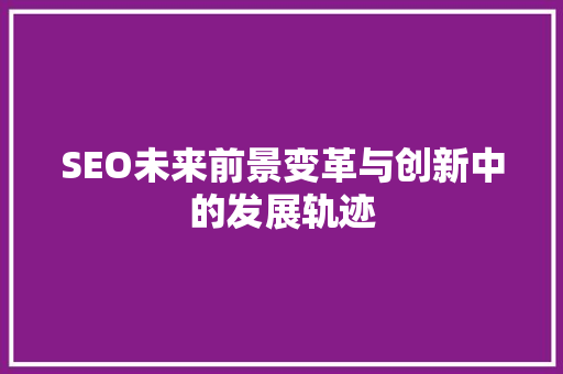 SEO未来前景变革与创新中的发展轨迹