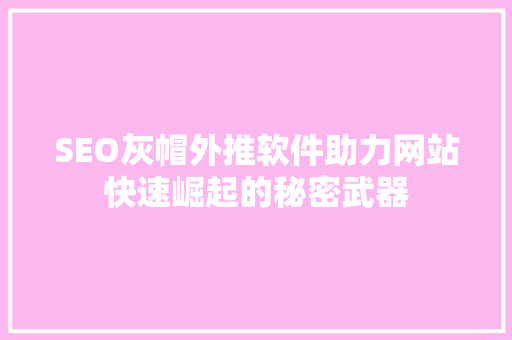 SEO灰帽外推软件助力网站快速崛起的秘密武器