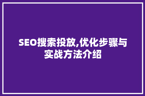 SEO搜索投放,优化步骤与实战方法介绍