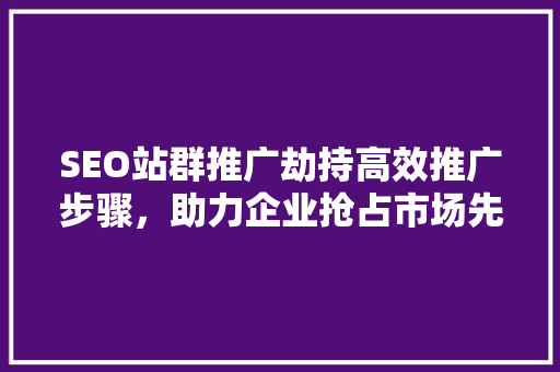 SEO站群推广劫持高效推广步骤，助力企业抢占市场先机
