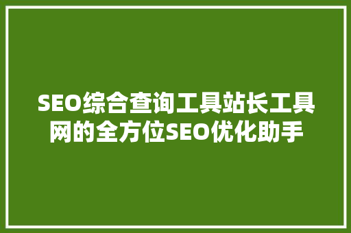 SEO综合查询工具站长工具网的全方位SEO优化助手