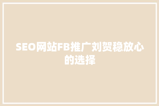 SEO网站FB推广刘贺稳放心的选择  第1张