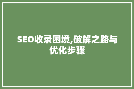 SEO收录困境,破解之路与优化步骤