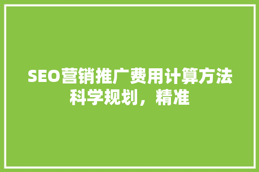 SEO营销推广费用计算方法科学规划，精准
