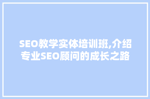 SEO教学实体培训班,介绍专业SEO顾问的成长之路