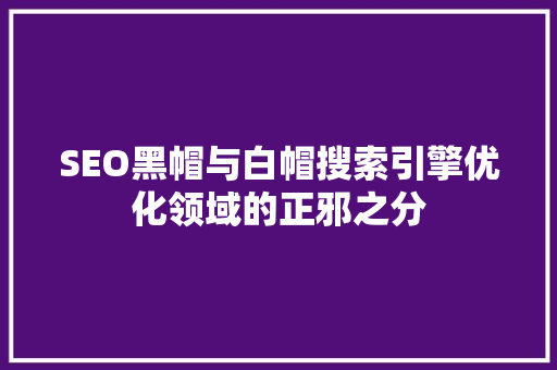 SEO黑帽与白帽搜索引擎优化领域的正邪之分