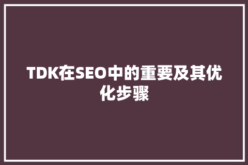 TDK在SEO中的重要及其优化步骤
