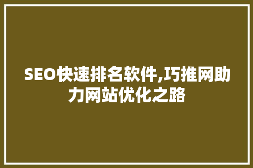 SEO快速排名软件,巧推网助力网站优化之路