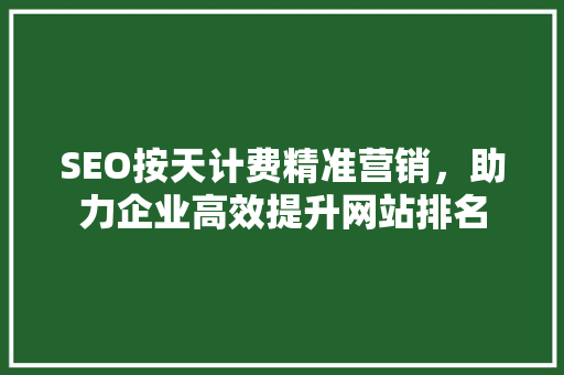 SEO按天计费精准营销，助力企业高效提升网站排名