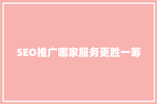 SEO推广哪家服务更胜一筹