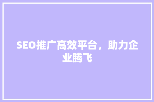 SEO推广高效平台，助力企业腾飞