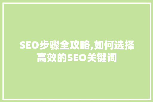 SEO步骤全攻略,如何选择高效的SEO关键词