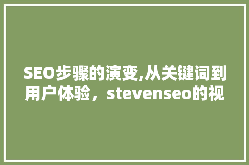 SEO步骤的演变,从关键词到用户体验，stevenseo的视角  第1张