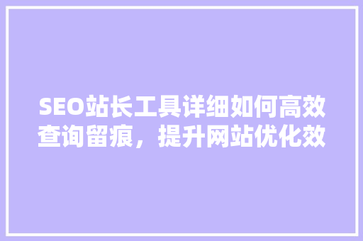 SEO站长工具详细如何高效查询留痕，提升网站优化效果