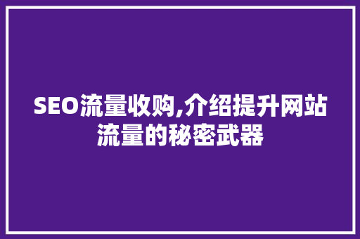 SEO流量收购,介绍提升网站流量的秘密武器  第1张
