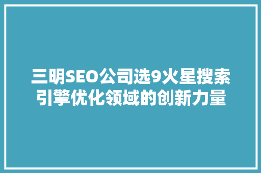 三明SEO公司选9火星搜索引擎优化领域的创新力量