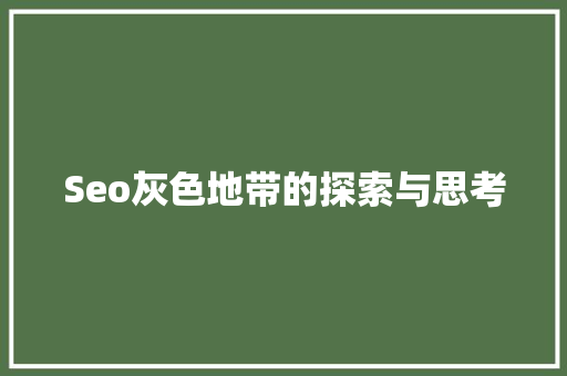 Seo灰色地带的探索与思考